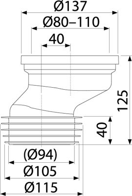 ALCAPLAST A991-40 Патрубок для унитаза эксцентрический 40 мм - фото2