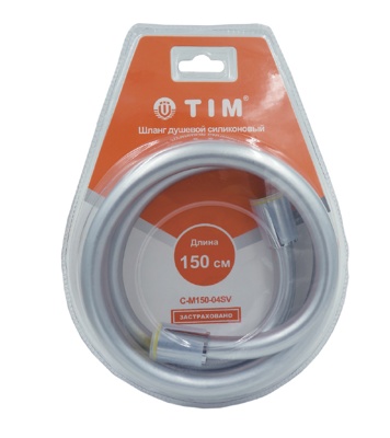 Tim C-M175-04SV Душевой шланг для лейки, латунь, ПВХ, серебристый + серый - фото