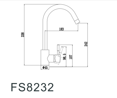 FS8232 Смеситель для кухни, нержавеющая сталь, сатин - фото2