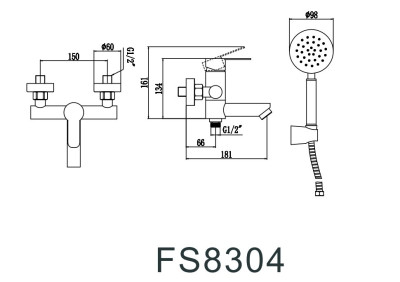 FS8304 Смеситель для ванны, нержавеющая сталь, сатин - фото2