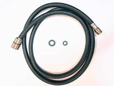 GERHANS K40212 Душевой шланг к смесителю с выдвижной лейкой, латунь, нейлоновая оплетка, черный - фото