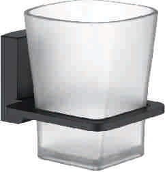 Ledeme L30306B Стакан для зубной щетки, сталь + стекло, черный - фото