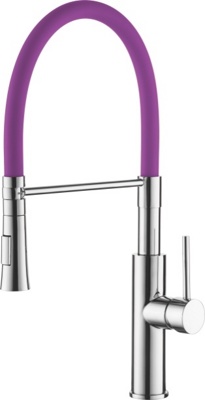 Ledeme L4097-8 Смеситель для кухни, латунь, хром + фиолетовый - фото