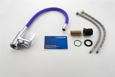 Ledeme L4898-8 Смеситель для кухни, латунь, хром + фиолетовый - фото5