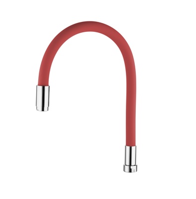 Ledeme L7503-1 Излив гибкий для кухонного смесителя, нержавеющая сталь + силикон, хром + красный - фото