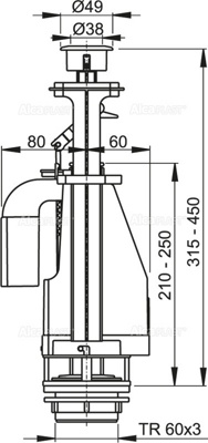 ALCAPLAST A08-BL-01 Сливной механизм с двойной (DUAL) кнопкой - фото2