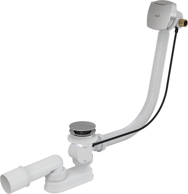 ALCAPLAST A564CRM1-100 Сифон для ванны автомат с напуском воды через перелив, хром - фото