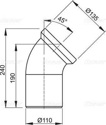 ALCAPLAST A90-45-BL-01 Колено для унитаза 45° - фото2