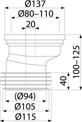 ALCAPLAST A991-20 Патрубок для унитаза эксцентрический 20 мм - фото2