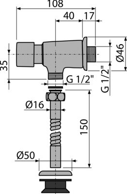 ALCAPLAST ATS001-BL-01 Кнопочный сливной вентиль для писсуара - фото2