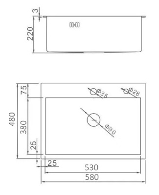 Мойка кухонная БЕЗ СИФОНА, графит WISENT WS-35848B - фото4