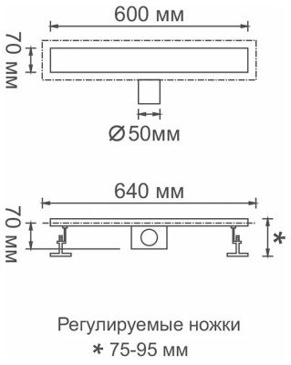 Трап для душа 70x600 Gerhans K80307-60, линейный - фото7