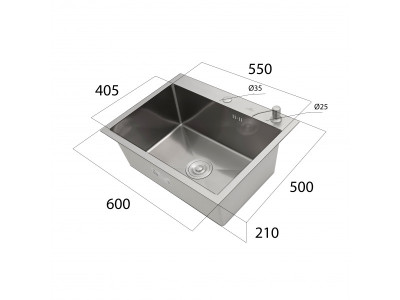 Мойка кухонная с сифоном и дозатором, графит WISENT W36050B - фото2