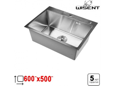 Мойка кухонная без сифона, сатин WISENT WS-36050 - фото2