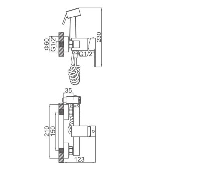 Ledeme L5233-1 Смеситель для туалета, цинк, хром - фото2