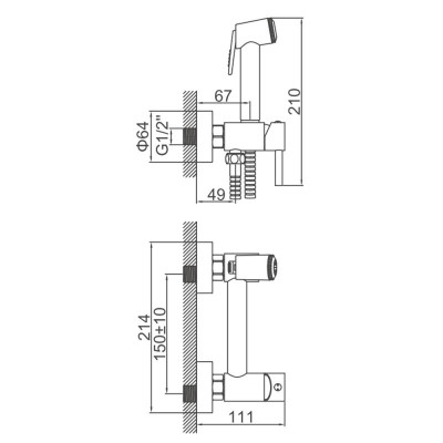 Ledeme L75398-6 Смеситель для туалет, нержавеющая сталь SUS 304, сатин - фото2