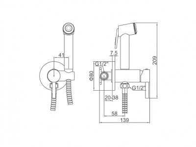 Ledeme L5398D-2 Смеситель для туалета, латунь, оружейная сталь - фото2