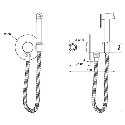 Gerhans K15382D Смеситель с гигиеническим душем, термостат, латунь, оружейная сталь - фото2