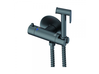 Gerhans K15382D-1 Смеситель с гигиеническим душем, термостат, латунь, оружейная сталь - фото