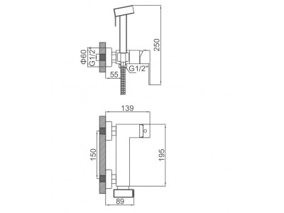 Ledeme L75225D Смеситель для туалет, нержавеющая сталь SUS 304, оружейная сталь - фото2