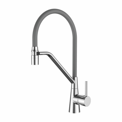 Ledeme L4397-9 Смеситель для кухни, латунь, хром+серый - фото