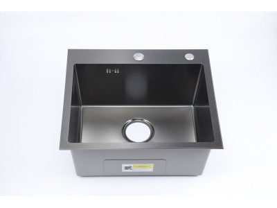Мойка кухонная, графит, декор WISENT 5044BM-C - фото