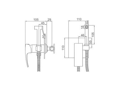 Gerhans K15214B Смеситель с гигиеническим душем, латунь, черный - фото2