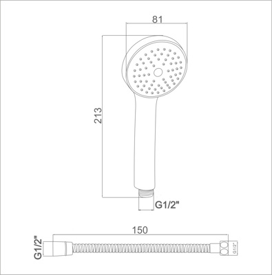 Ledeme L11-40 Душевой гарнитур, ручной душ + шланг + держатель на стену - фото2