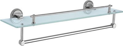 Ledeme L1907-4 Полка в ванную угловая, сталь + стекло, хром - фото