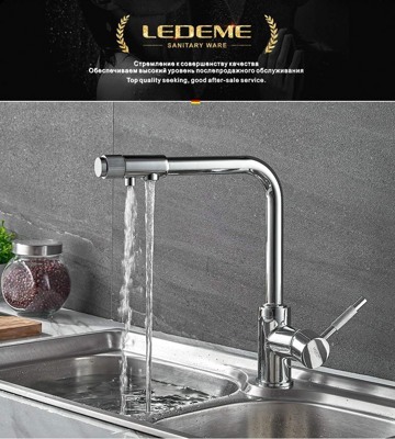 Ledeme L4155-3 Смеситель для кухни с подключением к фильтру, латунь, хром - фото