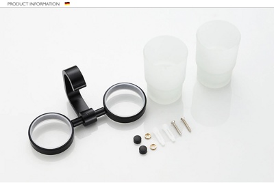 Ledeme L5508 Стакан для зубной щетки, авиационный алюминий + стекло, черный - фото4