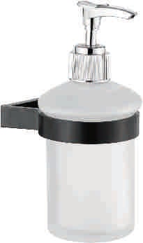 Ledeme L5527 Дозатор жидкого мыла, авиационный алюминий + стекло, черный - фото