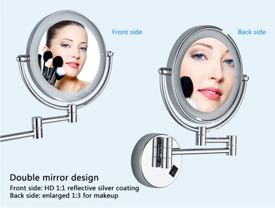 Ledeme L6508D Зеркало ванной увеличительное, с LED подсветкой, латунь, хром, 8 дюймов- фото5