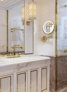 Ledeme L6508DG Зеркало ванной увеличительное, с LED подсветкой, латунь, золото, 8 дюймов - фото
