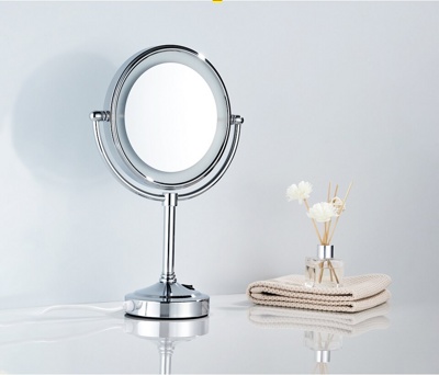 Ledeme L6708D Зеркало ванной увеличительное, с LED подсветкой, латунь, хром, 8 дюймов - фото