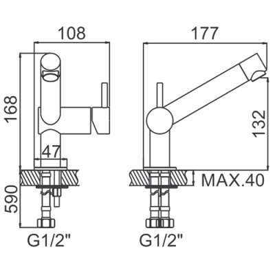 Ledeme L71007 Смеситель для умывальника, нержавеющая сталь, сатин - фото2