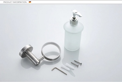 Ledeme L71727 Дозатор жидкого мыла, нержавеющая сталь + стекло, сатин - фото4