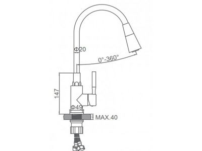 Ledeme L74199-11 Смеситель для кухни, нержавеющая сталь, сатин + бирюзовый - фото2