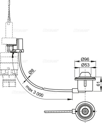 ALCAPLAST MPO12 Кнопка пневматического смыва на расстоянии – ножное управление, металл, монтаж: в пол - фото2