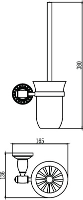 Savol S-006694C Туалетный ершик, латунь + керамика, бронза + белый - фото2