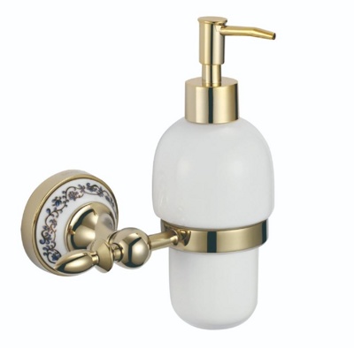 Savol S-06831B Дозатор жидкого мыла, латунь + керамика, золото + белый - фото