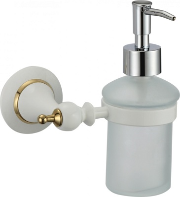 Savol S-06931W Дозатор жидкого мыла, латунь + стекло, белый + золото - фото