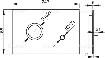 ALCAPLAST STING Кнопка управления для скрытых систем инсталляции, alunox-матовый/глянец - фото2