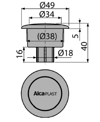 ALCAPLAST V0011-ND Кнопка сливного механизма, хромированная (А2000) - фото2