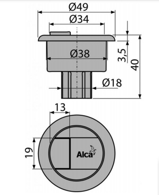 ALCAPLAST V0296-ND Кнопка сливного механизма, хромированная (А08A) - фото2