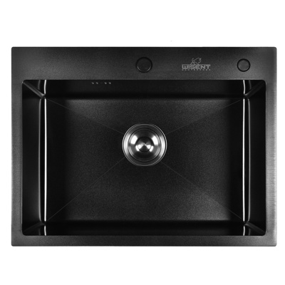Кухонная мойка из нержавеющей стали с сифоном и дозатором, графит, W36045B WISENT - фото3
