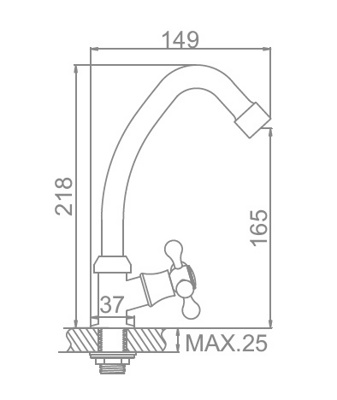 Wisent W4165 Монокран на мойку, цинк, хром - фото2