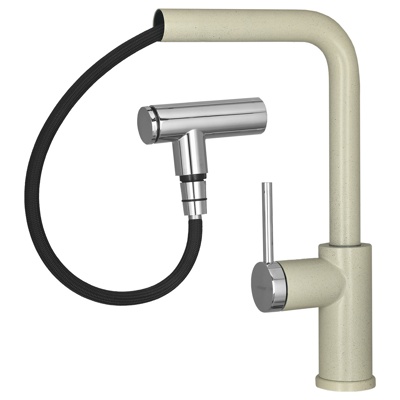 Wisent W6055-19 Смеситель для кухни с выдвижной лейкой, нержавеющая сталь, серый +  хром - фото2